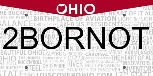 2BORNOT Ohio License Plate
