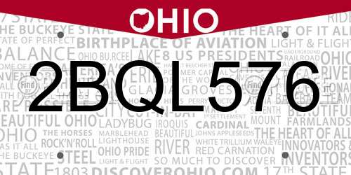 2BQL576 Ohio License Plate