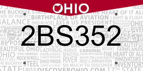 2BS352 Ohio License Plate