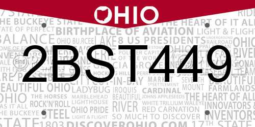 2BST449 Ohio License Plate