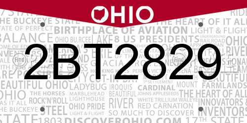 2BT2829 Ohio License Plate