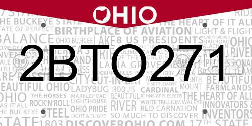 2BTO271 Ohio License Plate