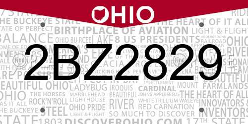 2BZ2829 Ohio License Plate