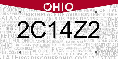 2C14Z2 Ohio License Plate