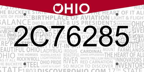 2C76285 Ohio License Plate