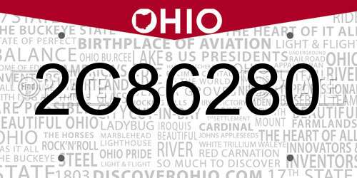 2C86280 Ohio License Plate