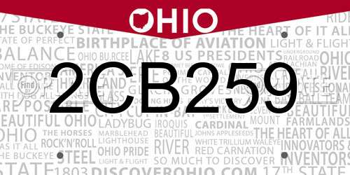 2CB259 Ohio License Plate
