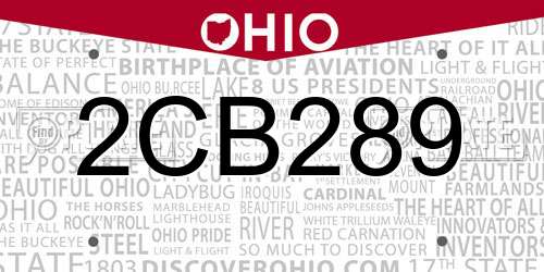 2CB289 Ohio License Plate