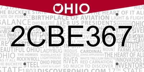 2CBE367 Ohio License Plate