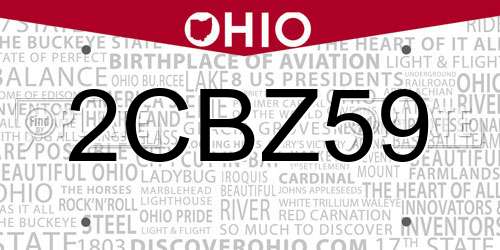 2CBZ59 Ohio License Plate