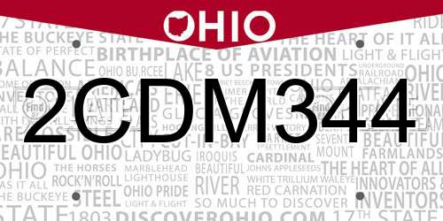 2CDM344 Ohio License Plate