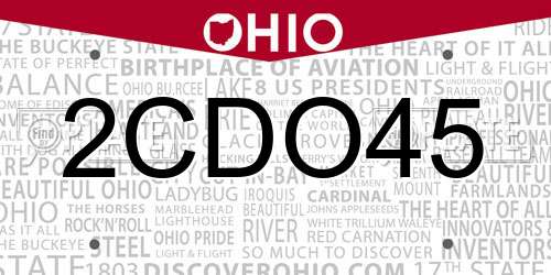 2CDO45 Ohio License Plate