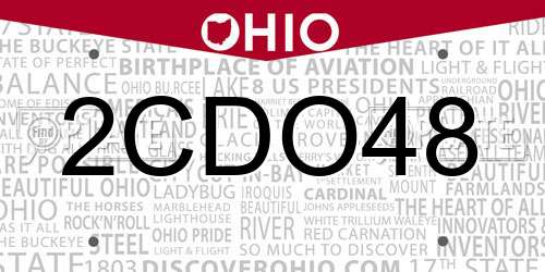 2CDO48 Ohio License Plate