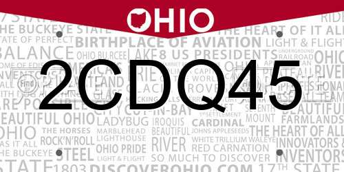 2CDQ45 Ohio License Plate