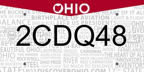 2CDQ48 Ohio License Plate