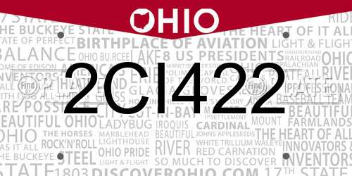 2CI422 Ohio License Plate