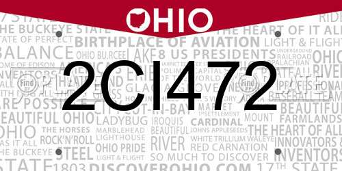 2CI472 Ohio License Plate