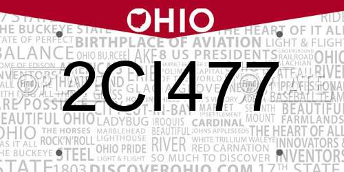 2CI477 Ohio License Plate