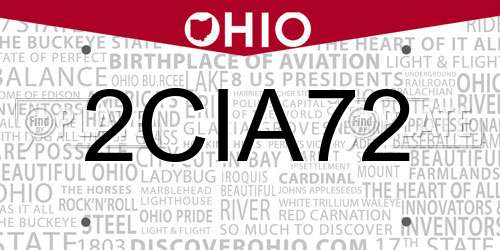 2CIA72 Ohio License Plate