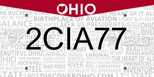 2CIA77 Ohio License Plate