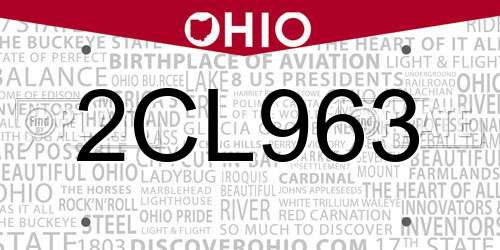 2CL963 Ohio License Plate