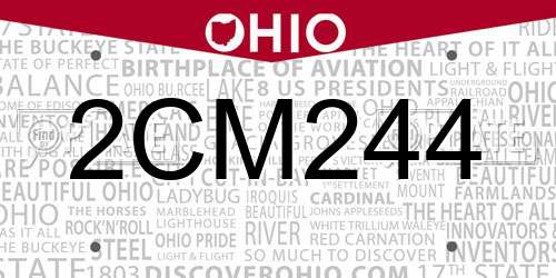 2CM244 Ohio License Plate