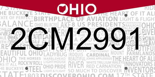 2CM2991 Ohio License Plate