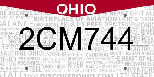 2CM744 Ohio License Plate