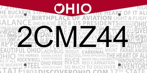 2CMZ44 Ohio License Plate