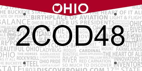 2COD48 Ohio License Plate