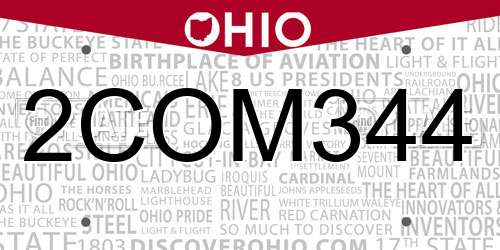 2COM344 Ohio License Plate
