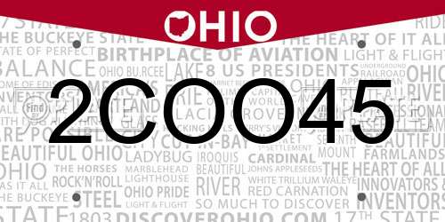 2COO45 Ohio License Plate