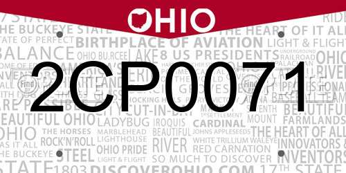 2CP0071 Ohio License Plate
