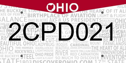 2CPD021 Ohio License Plate