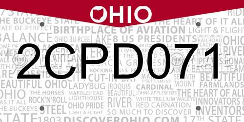 2CPD071 Ohio License Plate