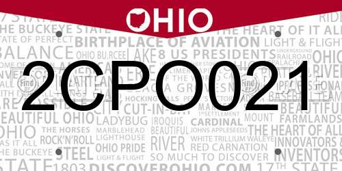 2CPO021 Ohio License Plate