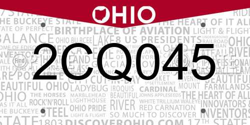 2CQ045 Ohio License Plate