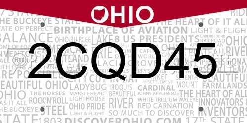 2CQD45 Ohio License Plate