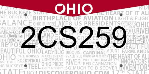 2CS259 Ohio License Plate