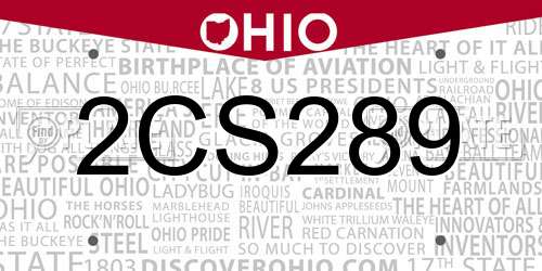 2CS289 Ohio License Plate