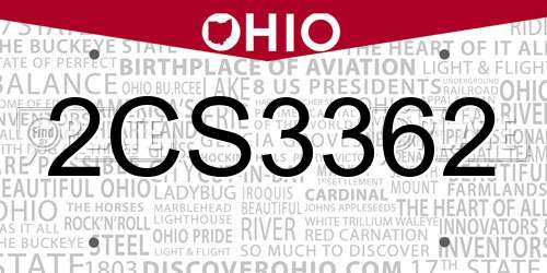 2CS3362 Ohio License Plate