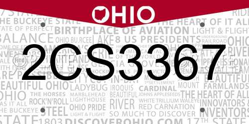 2CS3367 Ohio License Plate