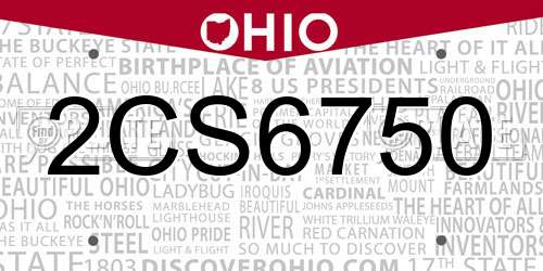 2CS6750 Ohio License Plate