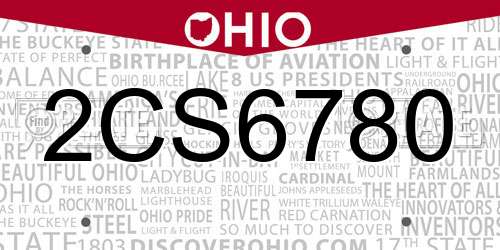 2CS6780 Ohio License Plate