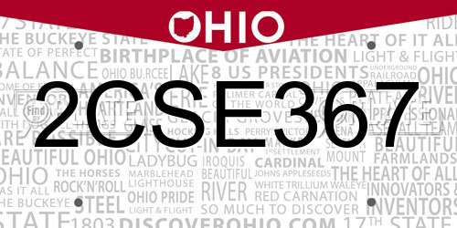 2CSE367 Ohio License Plate