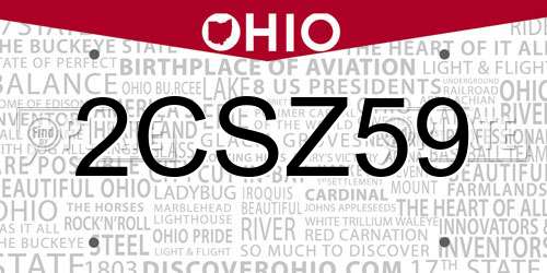 2CSZ59 Ohio License Plate