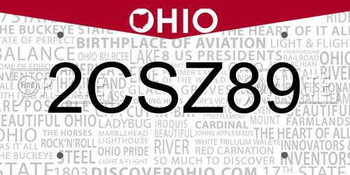 2CSZ89 Ohio License Plate