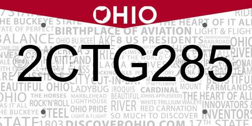 2CTG285 Ohio License Plate