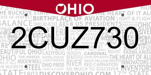 2CUZ730 Ohio License Plate