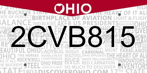 2CVB815 Ohio License Plate